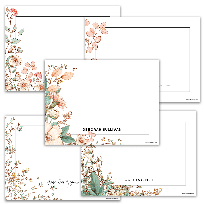 Corner Floral Notecards - Set of 20