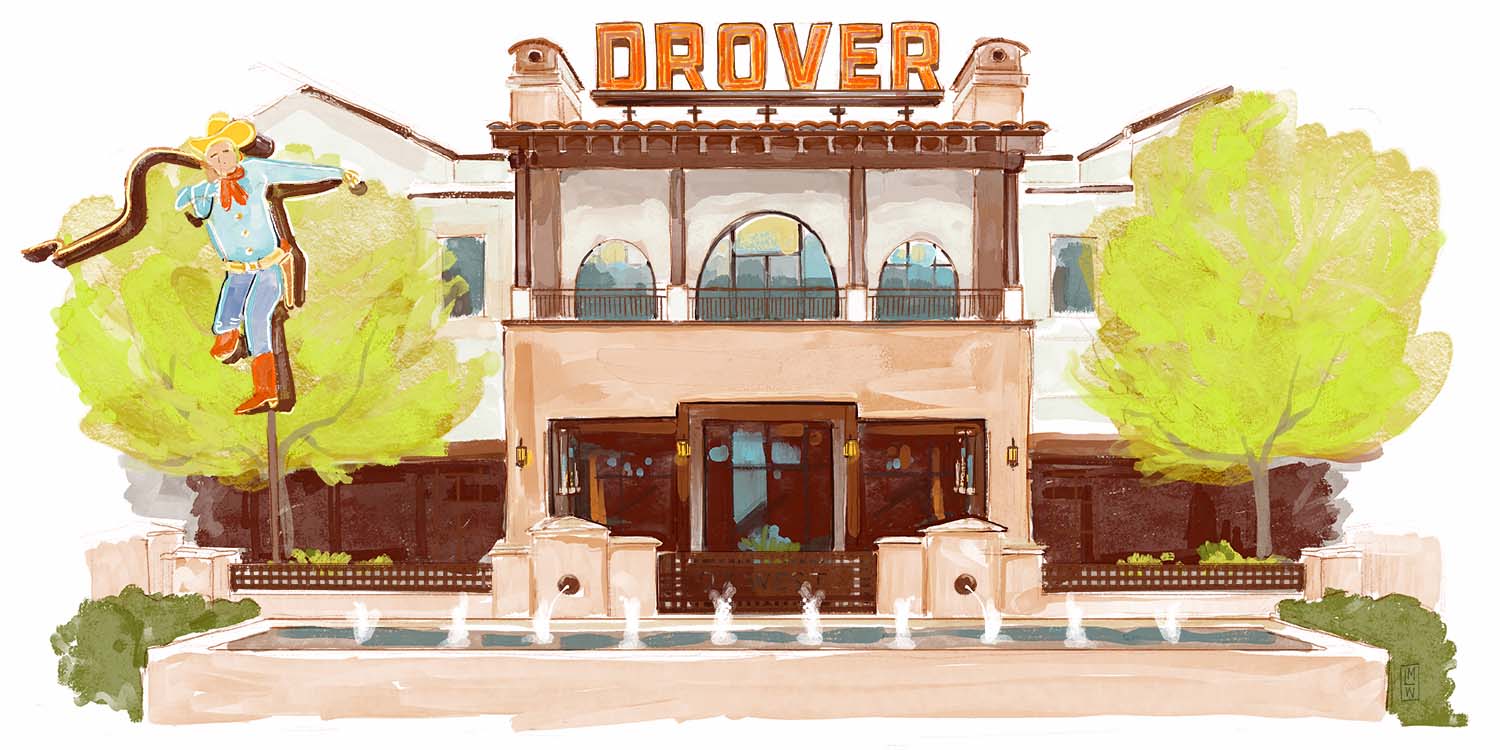 Hotel Drover Watercolor