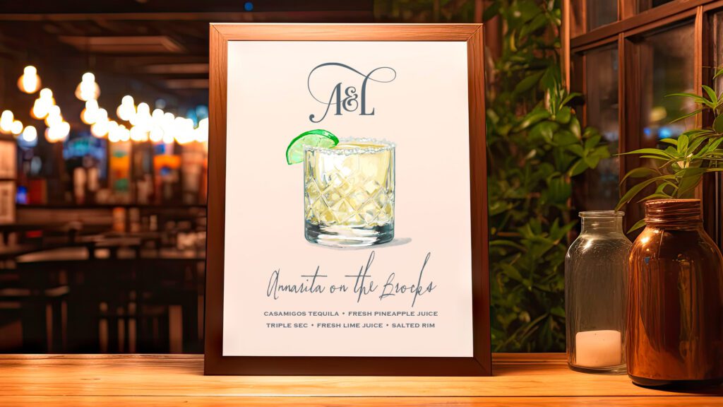 Signature ICocktail Illustrated Bar Menu of a bar counter