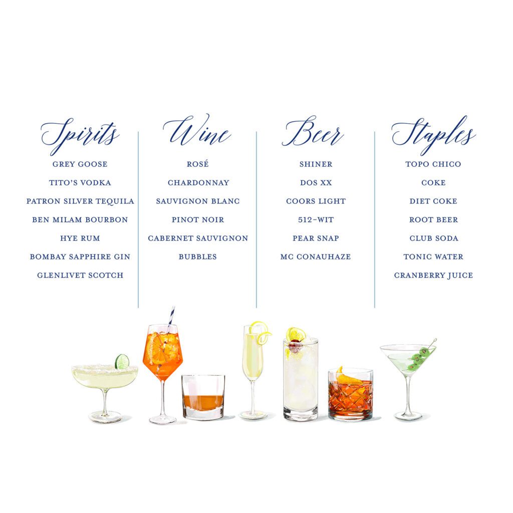 Illustrated Wedding Cocktail Menu