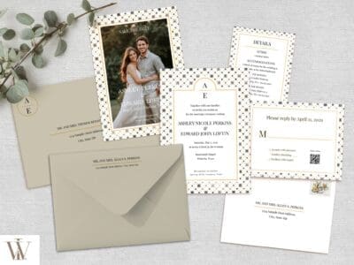 Black & Gold Tile Wedding Invitation Template